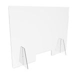 Protective Clear Plastic Sneeze Guard Barrier Free Standing + Hatch