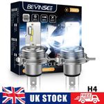 BEVINSEE H4 9003 LED Motorcycle Headlight Bulbs High/Low Beam Bright White 6000K
