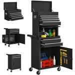 HOMCOM Tool Cabinet with 6 Drawers, 3-in-1 Rolling Tool Chest with Wheels