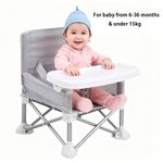 Lightweight Foldable Baby Feeding Chair Toddler Dining Seat with Safety Belt