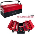 Heavy Duty 470mm Metal Cantilever 5 Tray Toolbox Storage Tool Box Red New