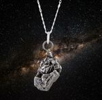 Genuine Meteorite Spacerock Necklace - Solid Silver Chain Accessory