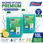 (2Pcs) 10L Washing Up Liquid Kitchen Dishes Detergent Soap Cleaner Fresh Lemon