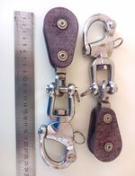 Marine Blocks by Main Attached to Stainless Steel Quick Release Shackles. 1 Pair