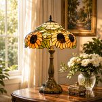 Classic Handmade Sunflower Tiffany Style Glass Table Lamp for Home Décor 16 Inch