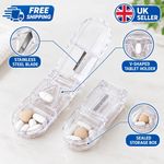 2 In 1 New Pill Cutter Splitter With Storage Compartment Box Medicine Tablet UK
