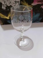 Late 19th Century Clear Glass Goblet with an etched crown and monogram 8.5cm H