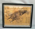 Vintage Lotus 49 Cosworth F1 Technical Cutaway Print - Brian Hatton - Framed