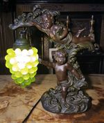 Vintage Widdop Bigham PUTTI Table Lamp Murano Grapes Art Nouveau  Bronze Effect