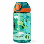 Kids Water Bottle 600ml Leakproof BPA Free Dinosaur School Bottle with Straw