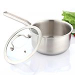 🔥 Stainless Steel Saucepan with Lid Pyrex Kitchen Cooking Cookware Free UK