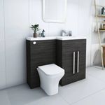 1100mm RH Grey L Shape Bathroom Vanity Unit with Basin + Back To Wall Toilet