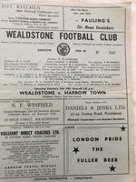 WEALDSTONE FC v HARROW TOWN VINTAGE PROGRAMME 14.02.1959 VERY RARE
