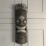 Tiki Mask Hawaiian Island Wall Hanging Decor Tribal Wooden Mask 50cm Real Wood
