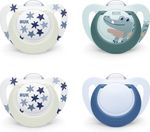 NUK Star Day Night Baby Dummy 6–18 Months Glow in Dark Silicone 4 Pack