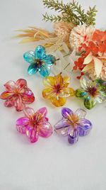 Flower Plastic Hair Clips, Approx 9cm Iridescent Hair Clip