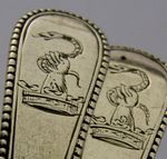 LECHE FAMILY CRESTED STERLING SILVER SALT SPOONS ANTIQUE 1828 GEORGIAN