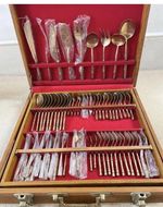 Vintage Bronze Faux Bamboo Cutlery Set (138 Pieces Incl Serving Items)