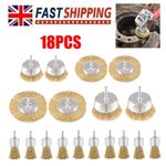 18 Pcs Wire Brush Set Rotary Drill Attachment Wheel Cup Flat Sanding