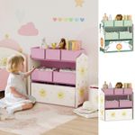 3-Tier Kids Toy Storage Units with 6 Removable Fabric Boxes for Kids