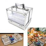 Portable 600Pcs Acrylic Poker Chips Case Storage Box Casino Poker w/6 Rack Trays