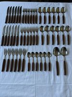 Vintage MCM Cutlery Set with Teak Handles 50 Pieces / Full 6 Place Setting - EXC