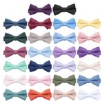 Boys Bow Tie Plain Twill Casual Wedding Pre-Tied Adjustable Kids Bowtie by DQT