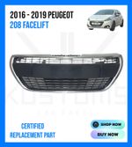 FRONT BUMPER GRILL + CHROME TRIM FOR 2015 - 2018 PEUGEOT 208 ALLURE & ACTIVE