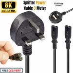 1M/2M/3M Figure 8 Mains Power Lead IEC C7 Cable PS5 PS4 PS3 XBOX ONE SLIM 5A LOT