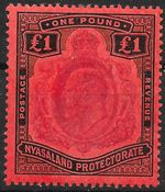 NYASALAND SG81 1908 £1 PURPLE & BLACK ON RED MTD MINT