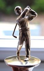 ENGLISH STERLING SILVER  GOLFER BOTTLE STOPPER-  1998 - GOLFING BARWARE - 87g