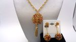 Vintage Dangling Rhinestone Sphere Disco Ball Tassel Necklace & Earring Set
