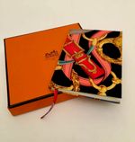 HERMES Cavalcadour Scarf Print Silk Lined Cream Plain Paper Note Book 6" X 4.5"