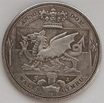 1887 Queen Victoria Crown Wales Cymru Dragon Pattern Coin