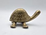 Vintage brass tortoise figurine - hollow metal ornament turtle