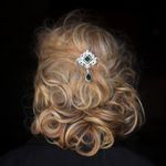 Hair Comb Beautiful Era Silver Floral CZ Green Victorian Style XZ24