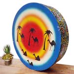 Hand Painted Drum Animal Skin Large Round Unusual Decorative Camel Palm Tree
