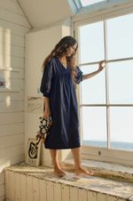 Seasalt Women's Regular Earth Colours Kaftan Dress Voile Maritime