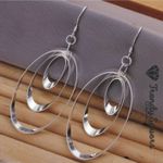 Women's 925 Sterling Silver Filled Triple Hoop Dangle Drop Earrings Weddings