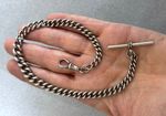 ANTIQUE SILVER TONE POCKET WATCH CURB LINK ALBERT CHAIN vintage dog clip nickel
