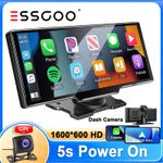 10.26" Portable 4K Touch Dash cam Car Stereo Wireless Apple Carplay Android Auto