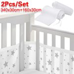 Breathable Mesh Cot Bumper 2Pcs Adjustable Breathable Cot Bumpers for Cot Bumper