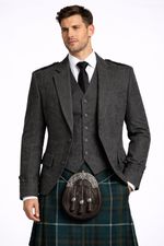 Scottish charcoal grey jacket wool Argyle jacket kilt jacket and waistcoat
