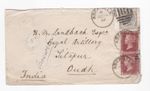 1878 QV TWO 1d REDS + 6d GREY STAMP ON MARITIME COVER (FAULTS) TO SANDBACH INDIA