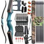 60" Recurve Bow Arrow Set Archery Bamboo Core Limbs 20-60lbs Shoot Hunting RH LH