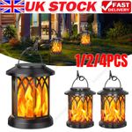 LED Flickering Flame Solar Hanging Light Lantern Waterproof Outdoor Garden Decor