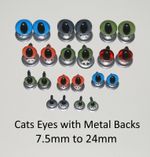 CATS Crystal Eyes - METAL BACKS  Traditional Teddy Bear Toy Doll Safety