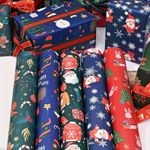 2pcs Christmas Wrapping Paper & Wall Decoration Stickers - Festive Cartoon Desig