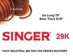 SINGER 29K STRONG THICK TREADLE SEWING MACHINE LEATHER BELT & HOOK 78" x 5/16" 