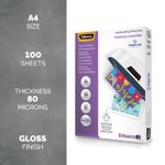 Laminating Pouches A4, Gloss Finish - 100 Sheets - 160 Micron (2 x 80 Micron)